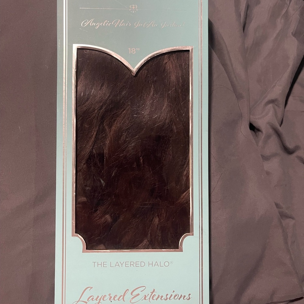 Layered Halo couture 18inch Extensions - brown/red